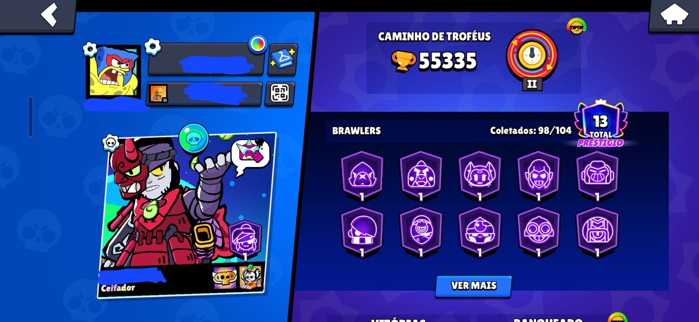 Conta de brawls stars com skins dos antigos passes e skins lendárias