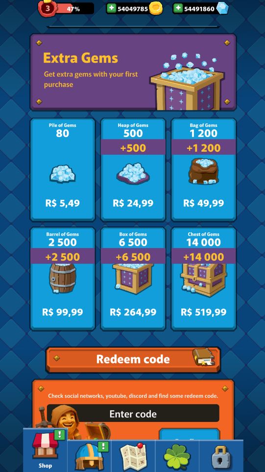 DUNGERO | MOEDAS E GEMAS | ANDROID | ENTREGA RÁPIDA