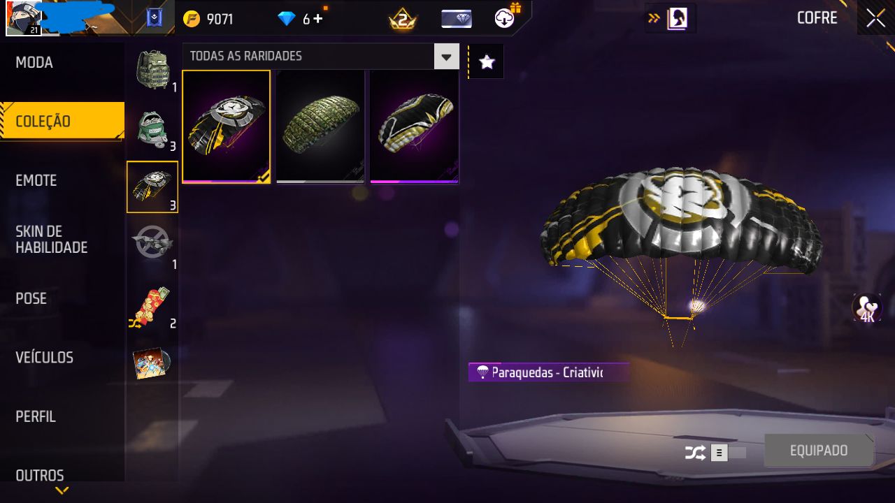CONTA FREE FIRE PLATINA SKIN KAKASHI E SAKURA