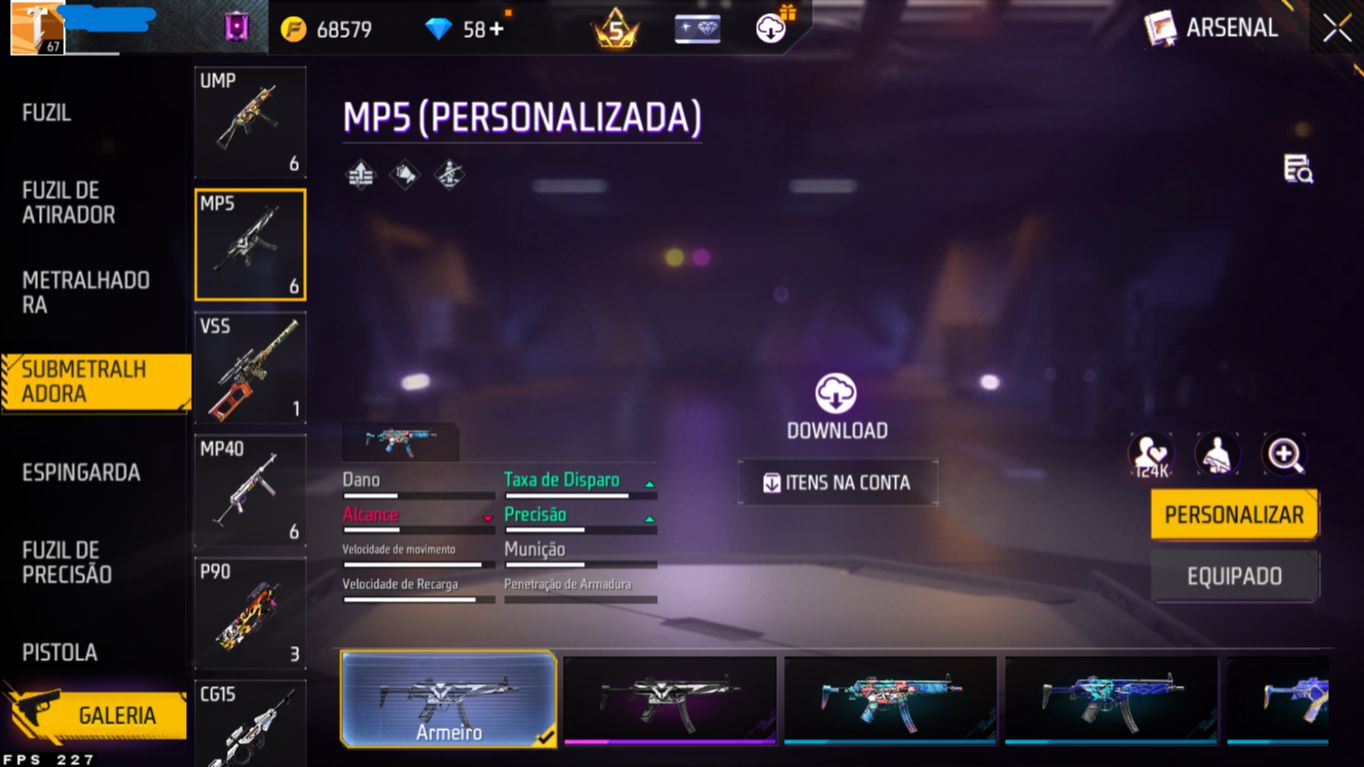Conta de freefire nivel 67