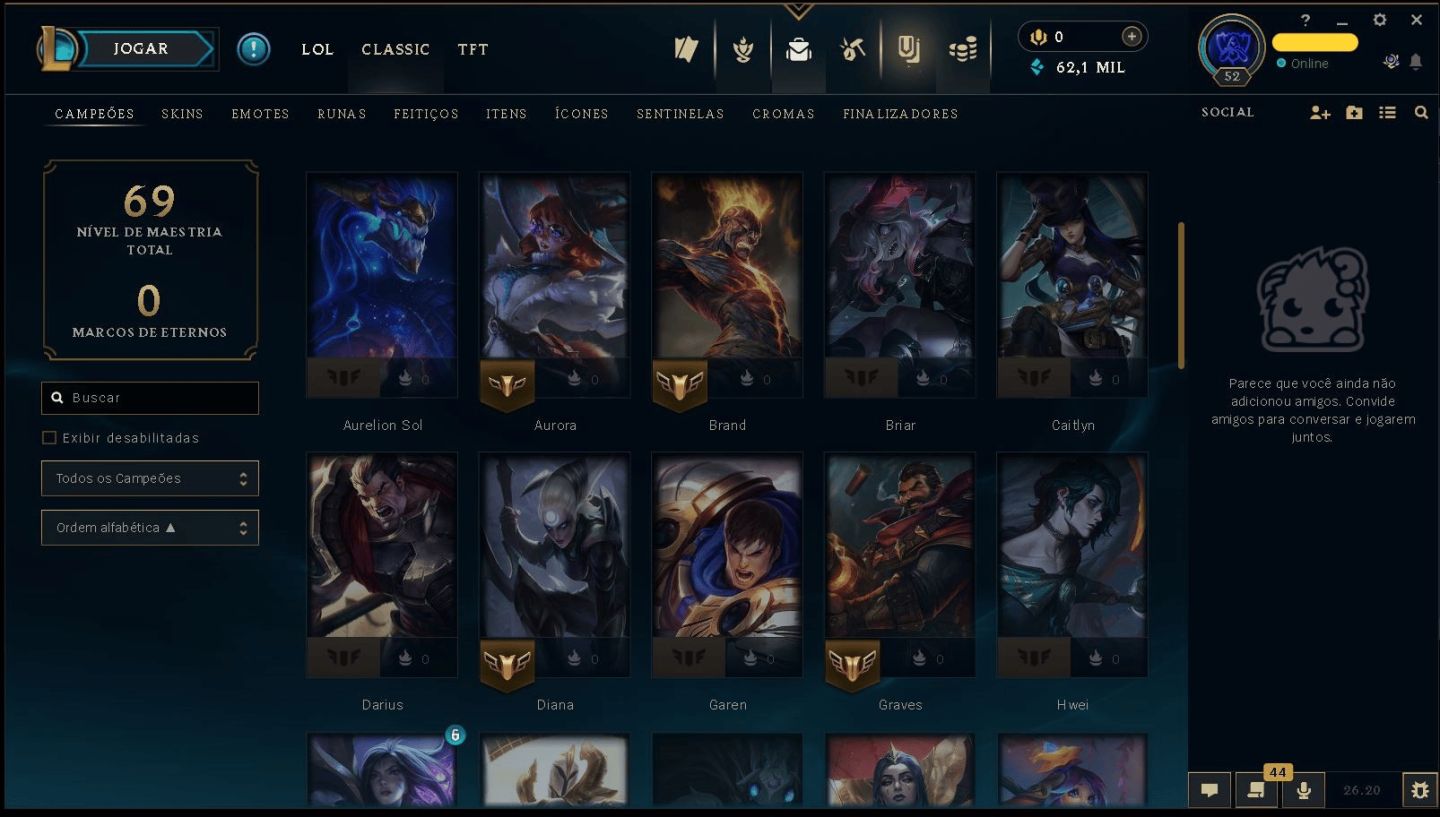 (100% SEGURA) SMURF LOL - PLATINA 2 - 62,1K EA - SKINS - FULL ACESSO