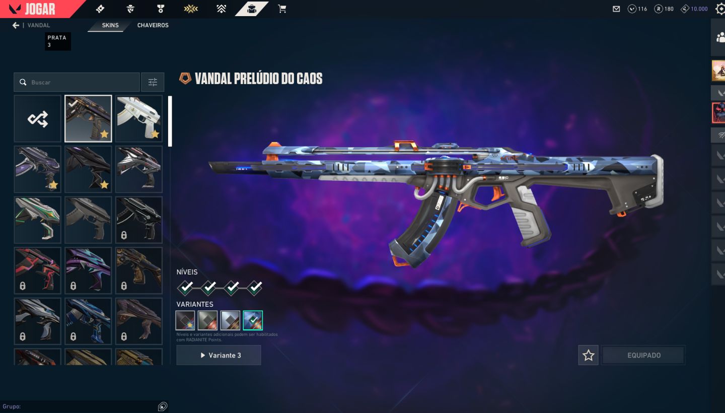 Conta valorant lvl 155 elo prata 3