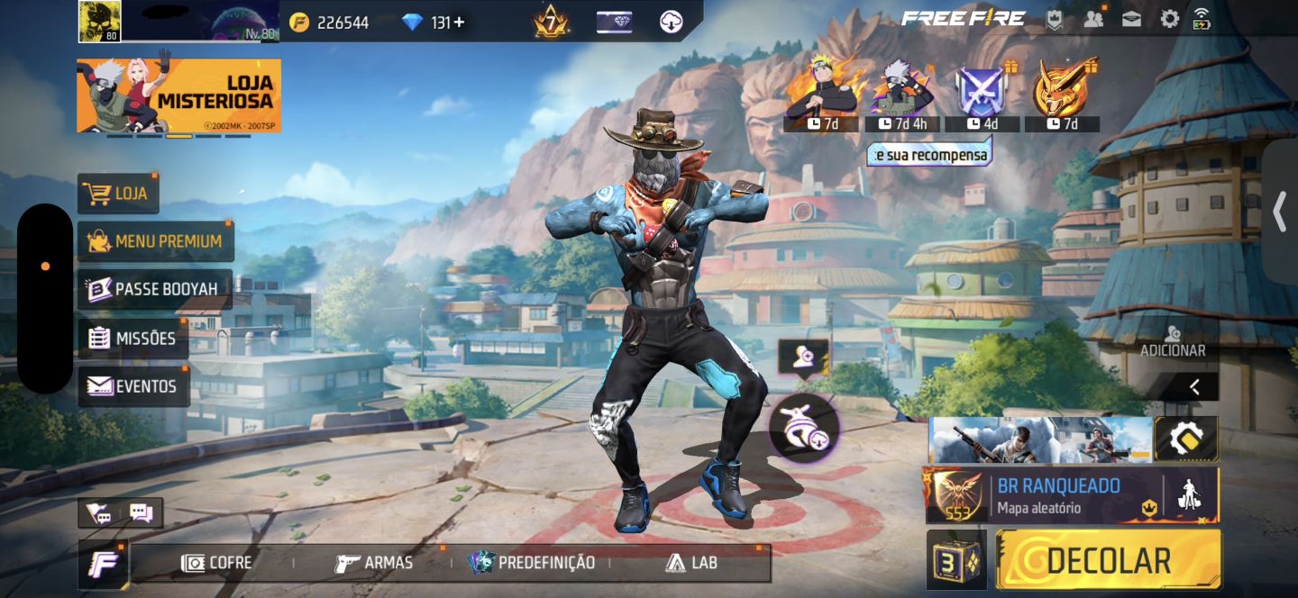 CONTA DE FREE FIRE GEMADA NÍVEL 80 COM ANGELICAL, STEAMPUNK e COELHÃO