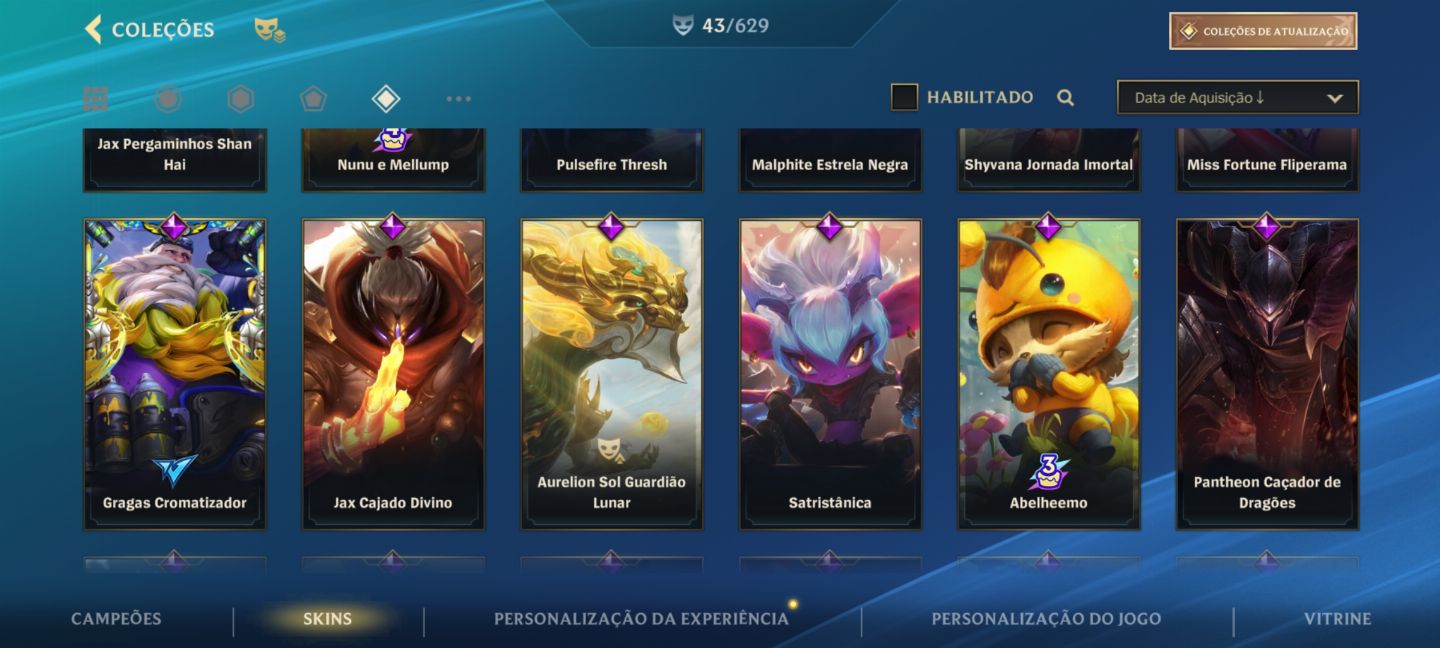 Conta Wild Rift Grãomestre/Main Jax 43 Skins + Skins Exclusivas