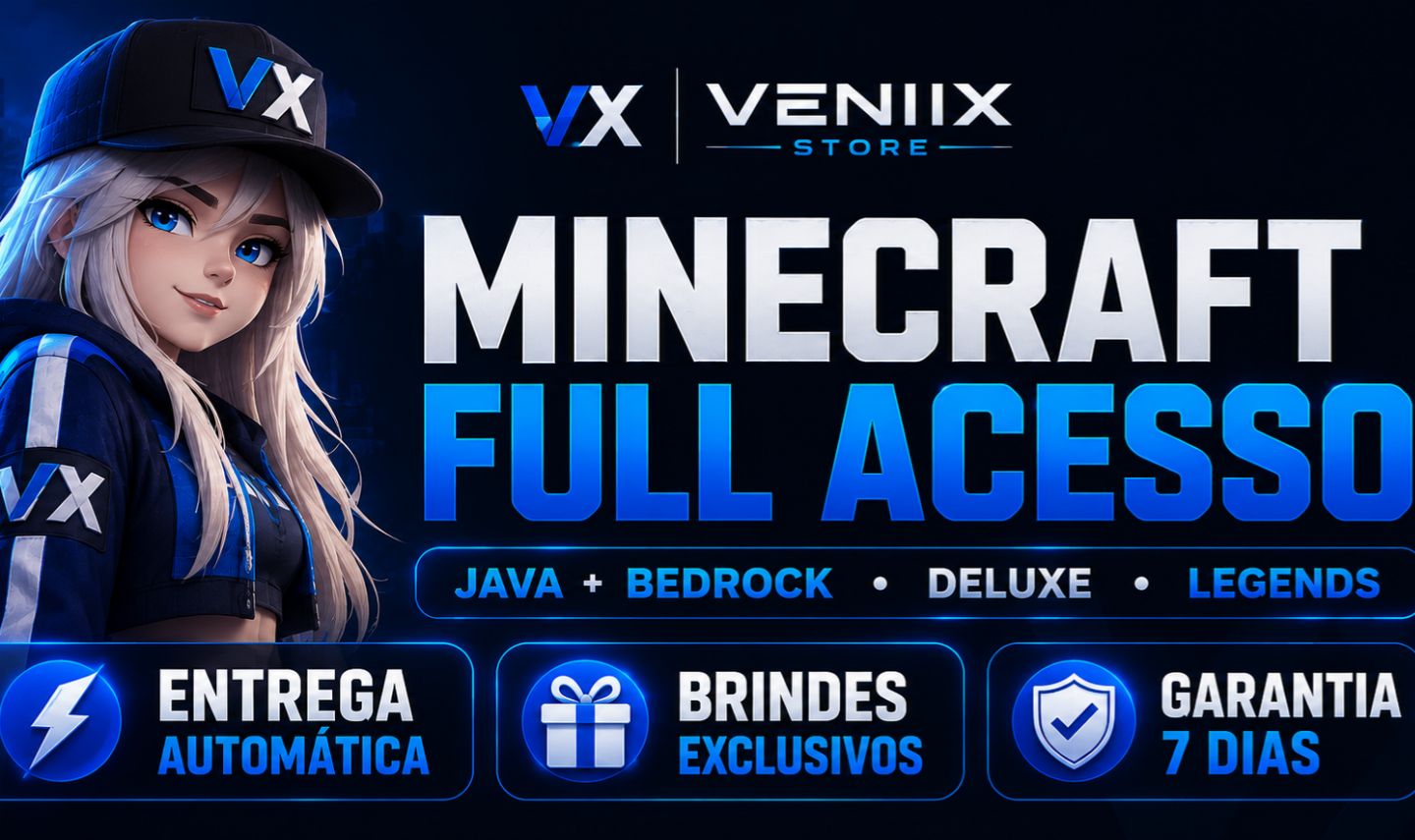 MINECRAFT FULL ACESSO (JAVA + BEDROCK / DELUXE / LEGENDS) PERMANENTE + BRINDES