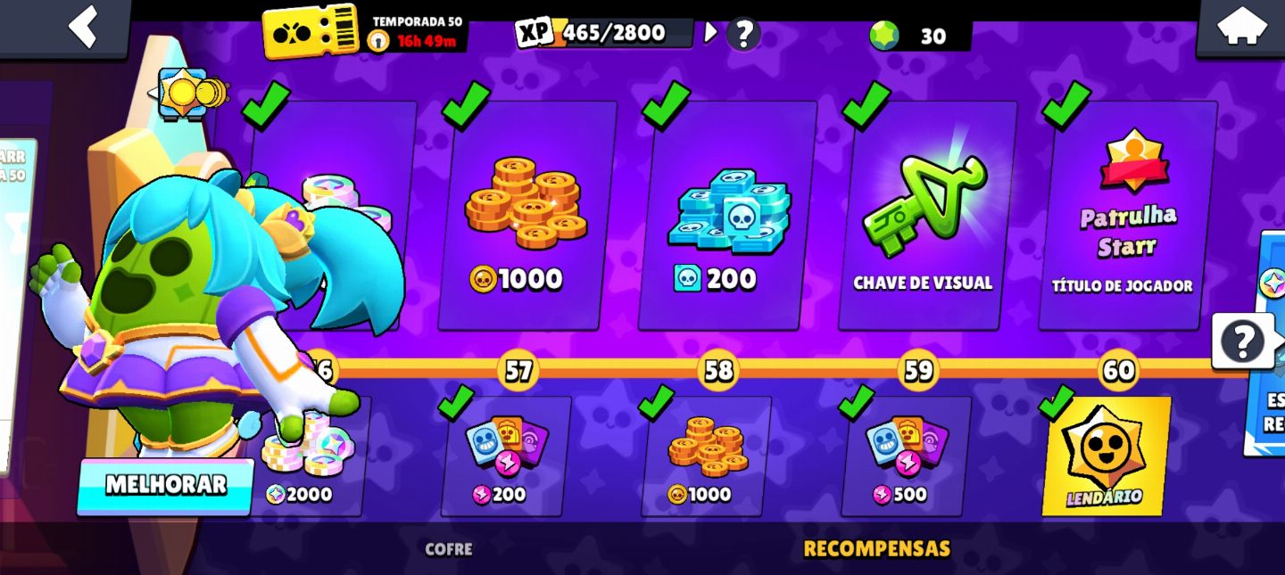 Conta de braw stars 13K de troféu,e muitas skins