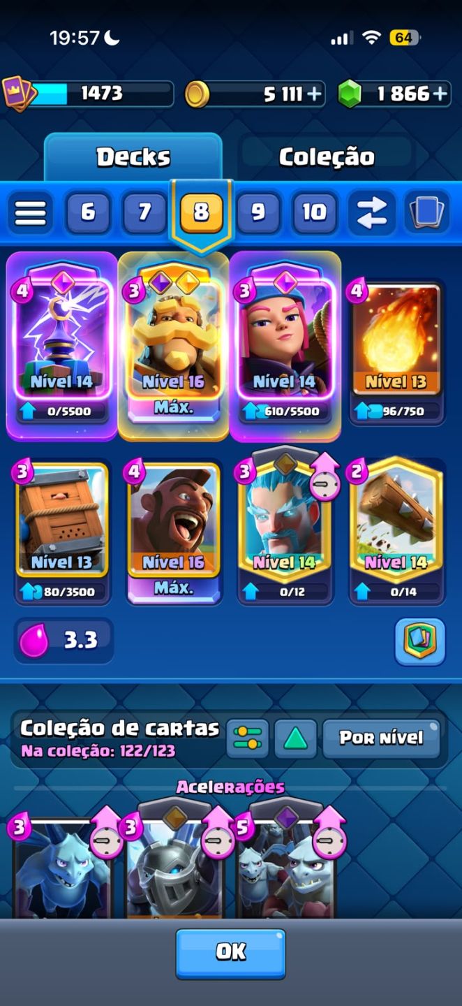 CONTA ARENA 23! TODAS AS CARTAS + 8 EVOLUÇÕES + LVL 16