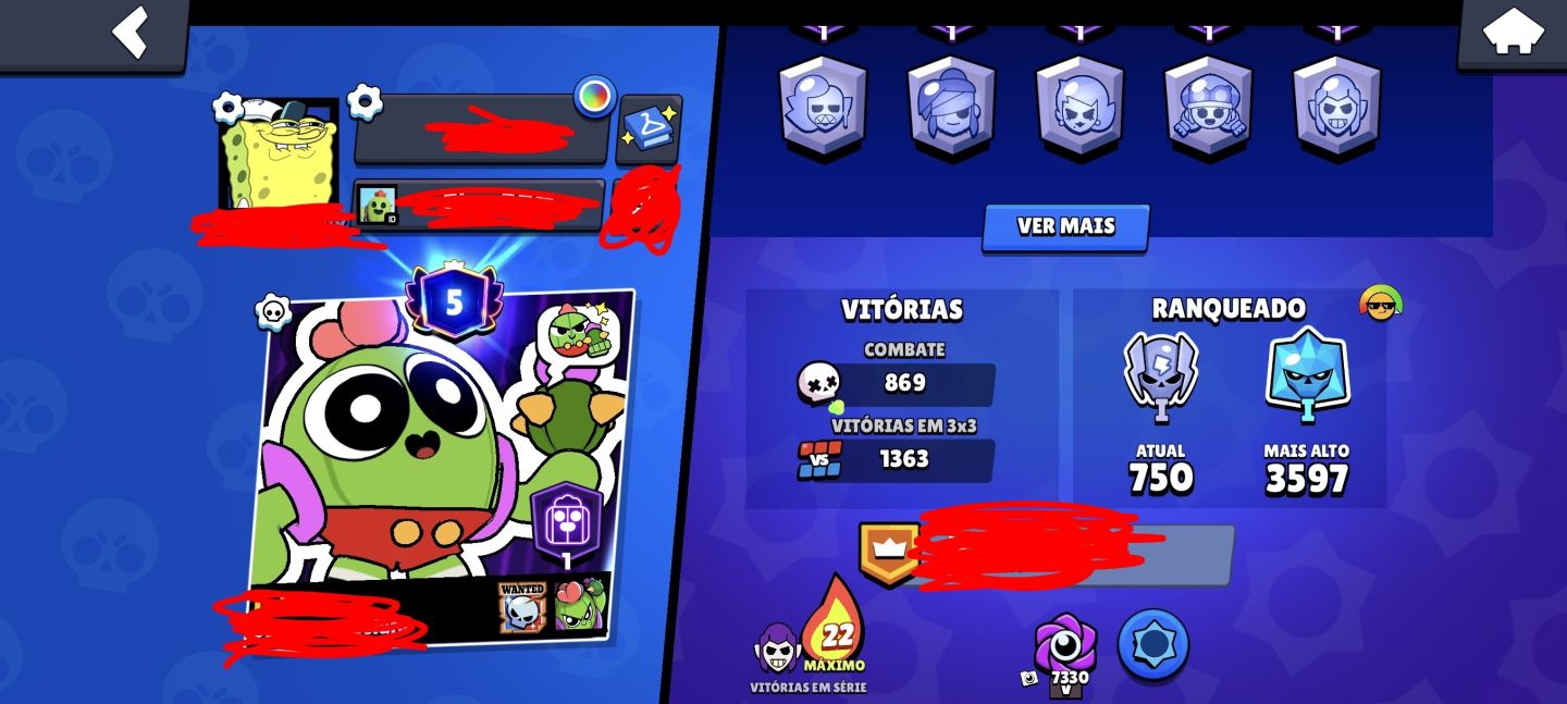 CONTA BRAWL STARS 23.064 TROFÉUS | 82/107 BRAWLERS