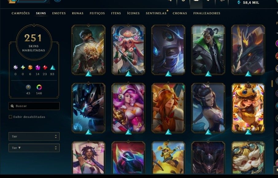 Conta RARA de lol desde 2015 com 251 skins e todas as ultimate