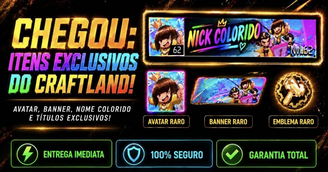 Nick Colorido nick verde Ff Craftland 6 Todos Benefícios