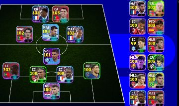 Conta eFootball Força Coletiva 3153 Trio de Ataque Épico (Mbappé 103, CR7 105)!