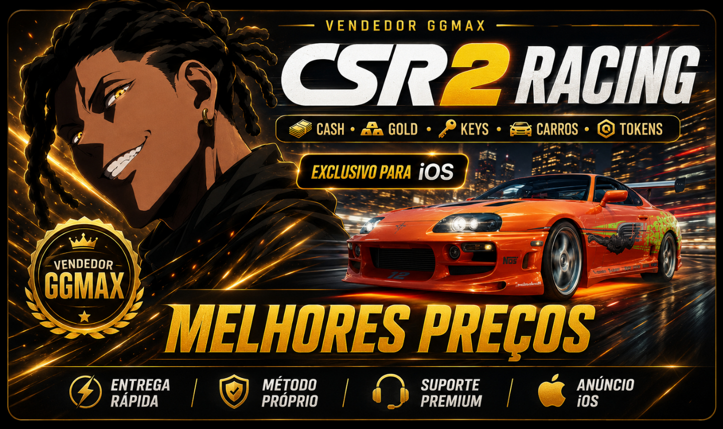 CSR RACING 2 PARA IOS | PACKS CASH + GOLD + KEYS + CARROS + TOKENS | TOP VENDAS