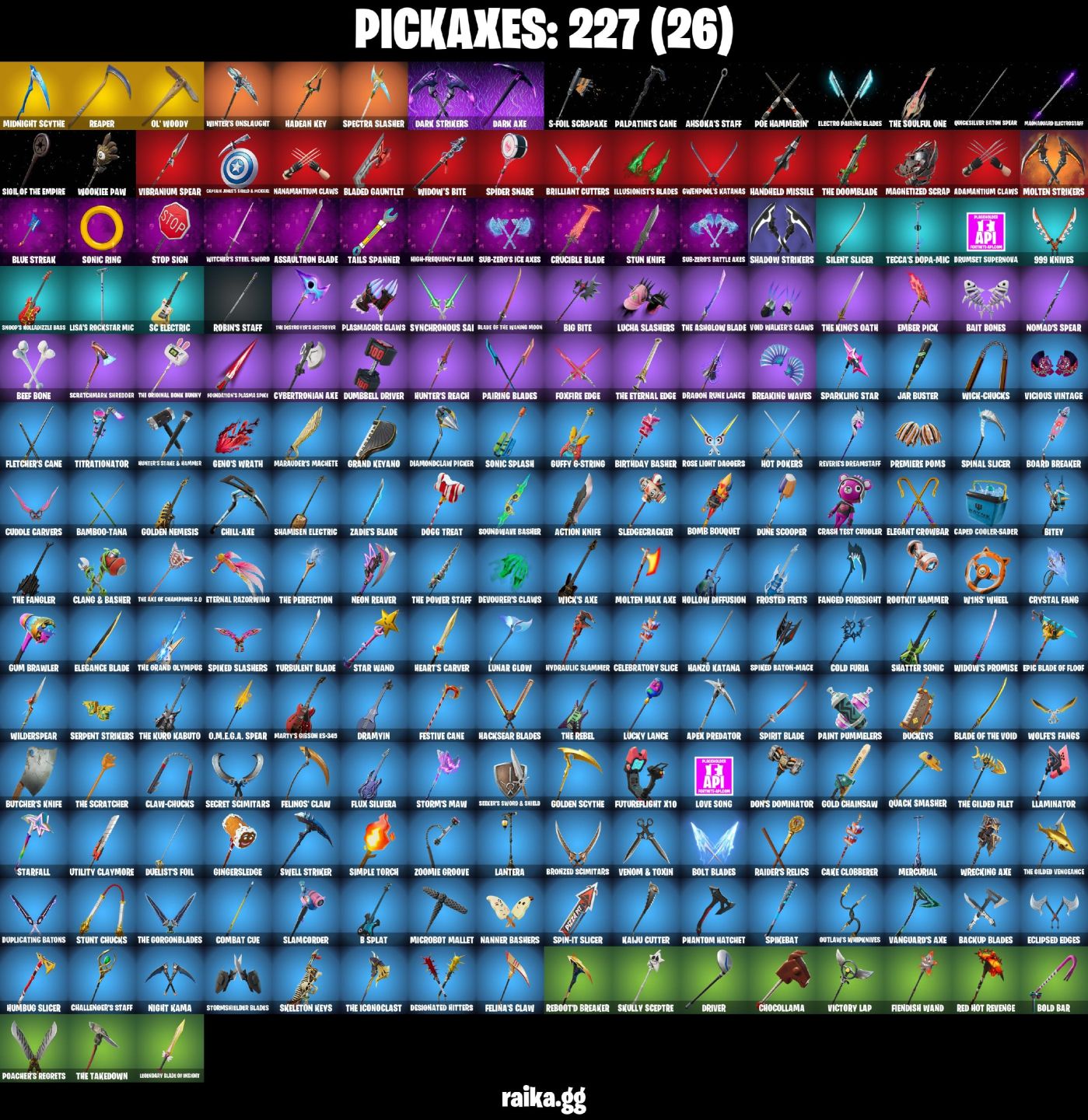191 Skins - Emma frost, Peter Griffin, Robin, Nisha, Foice, Midnight Scythe