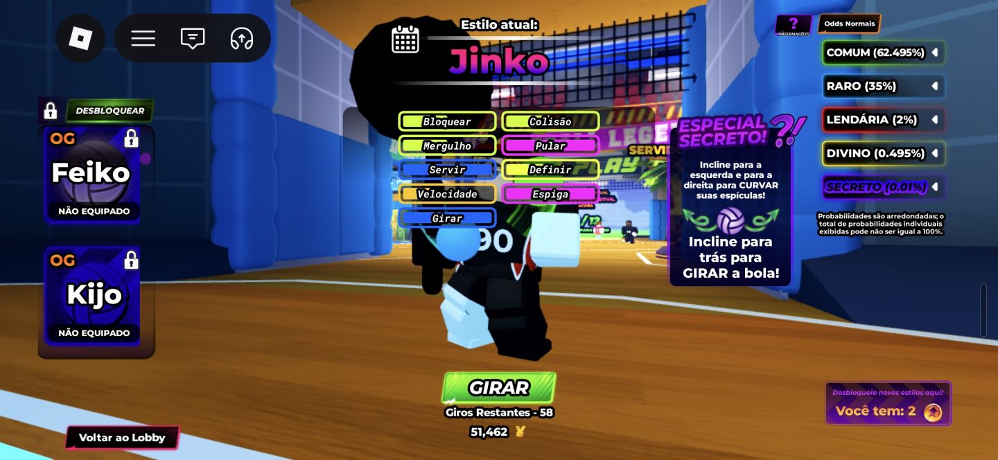 CONTA ROBLOX VOLEYBALL COM ITENS DA SEASON 3 + BLOXFRUITS