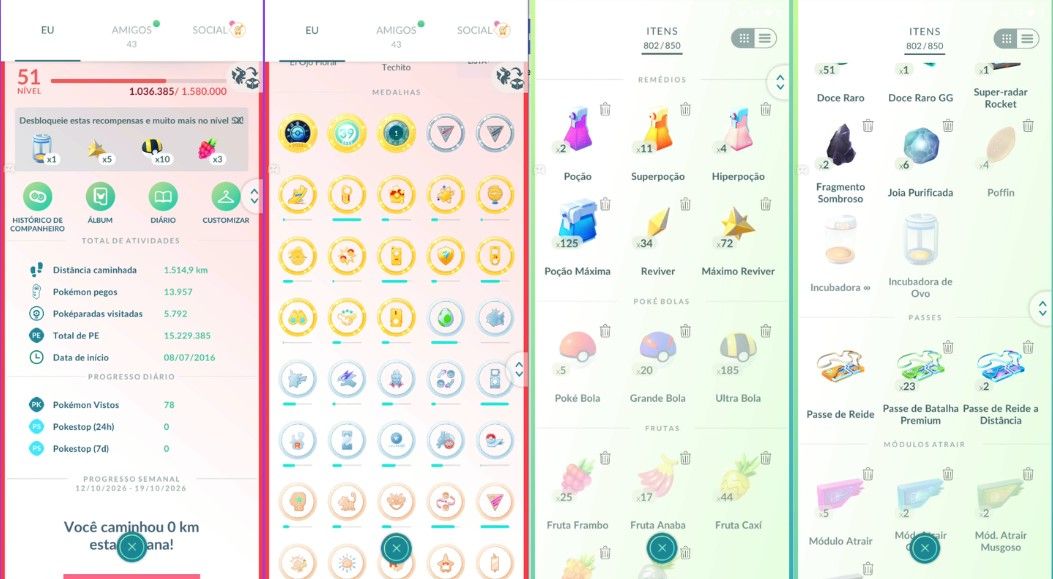 CONTA POKEMON GO LEVEL 51 | 132 LENDARIO | 191 BRILHANTE | 3 LENDARIO IV 100