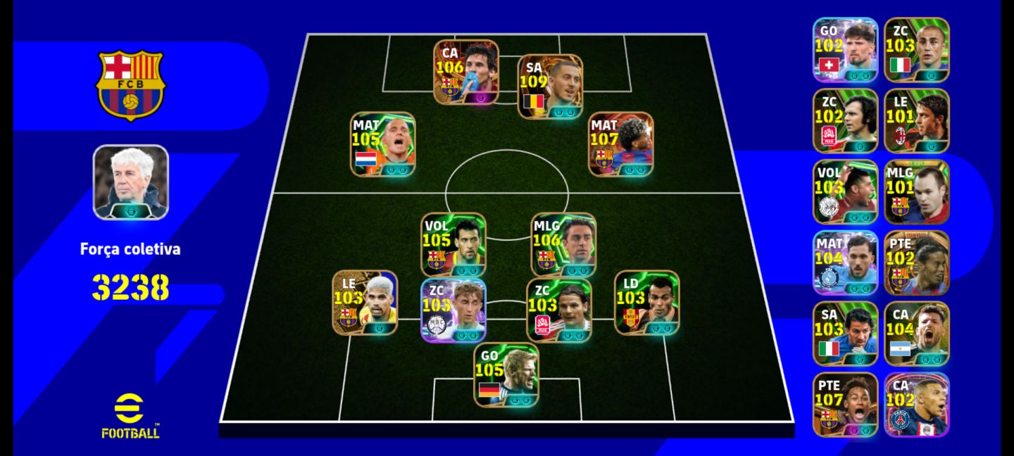 Conta Efootball Mobile com diversos épicos