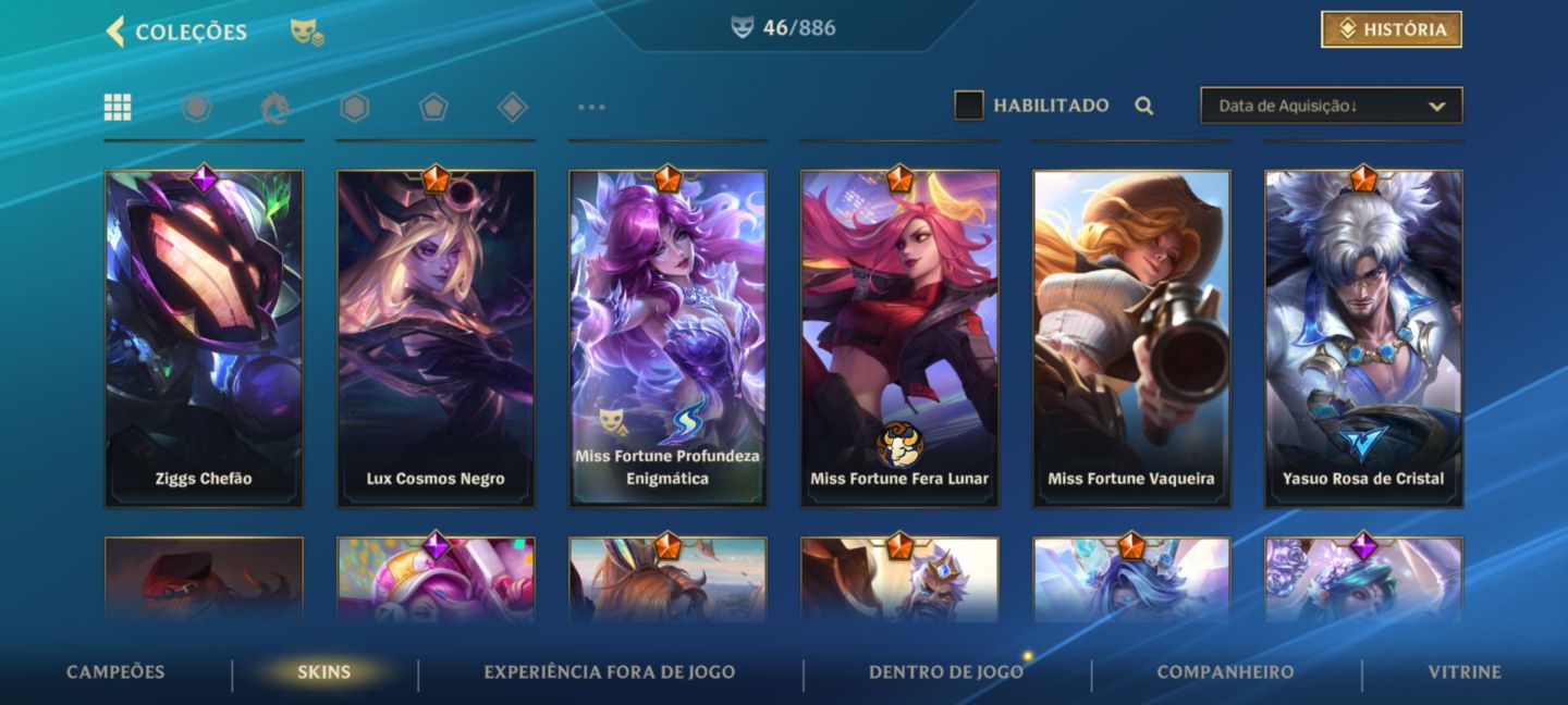 Conta com todas skin da miss Fortune