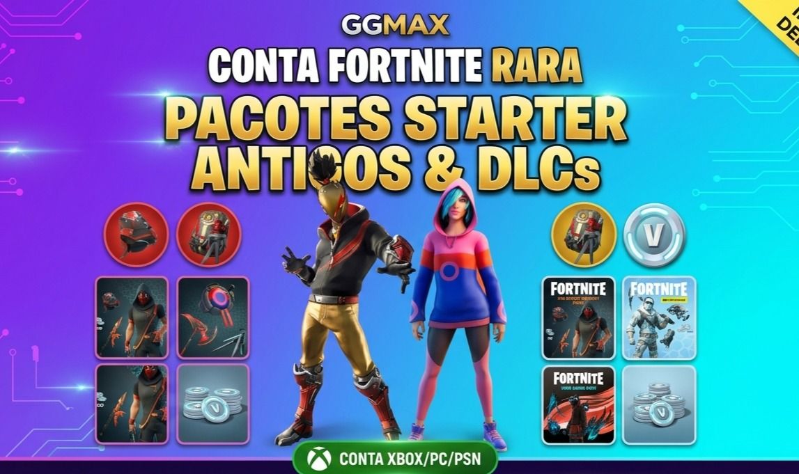 CONTA FORTNITE EXCLUSIVA | ITENS EXTREMAMENTE RAROS + STARTER PACKS ANTIGOS