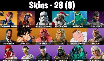 CONTA FORTNITE COM 28 SKINS ZEUS/NISHA/MONTAGUE/KORRA/VANGUARD/MEDUSA/HOPE