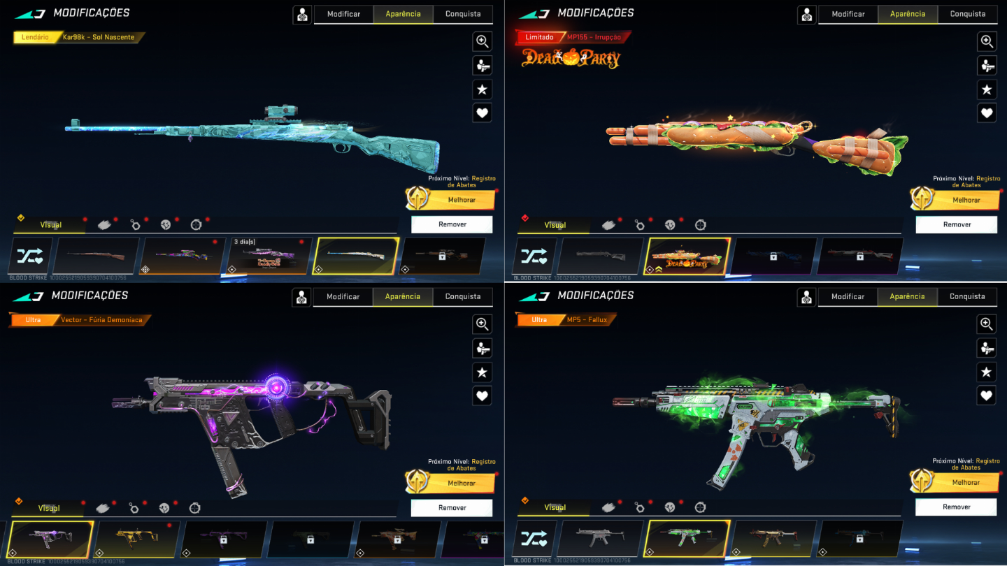 CONTA BLOOD STRIKE COM VARIAS SKINS 1 EVO 11 ETERNAS E 31 ULTRAS