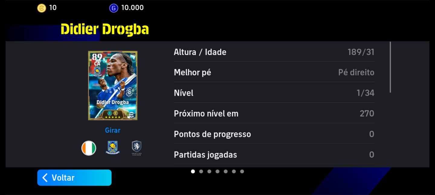 CONTA EFOOTBALL COM DIDIER DROGBA 107