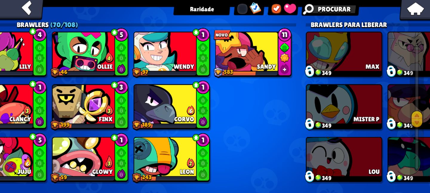 Brawl Stars 70 Brawlers, 25.121 Troféus e 12 prestígios.