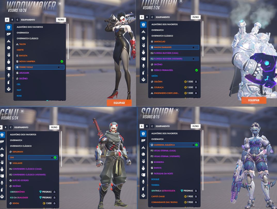 Conta Overwatch Platina + 100 Skins + 2 Arma Mitica + 3 Personagens Miticos