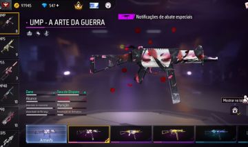 UMP ROSA ARTE DA GUERRA ATRIBUTADA CONTA DE FREE FIRE CHEIA DE SKINS COM ATRIBUT