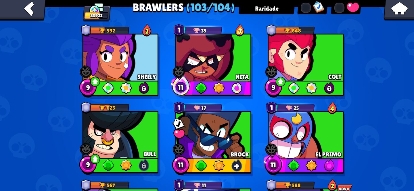 Conta Brawl Stars | 83,9K Troféus | 104/104 Brawlers | 350 Skins