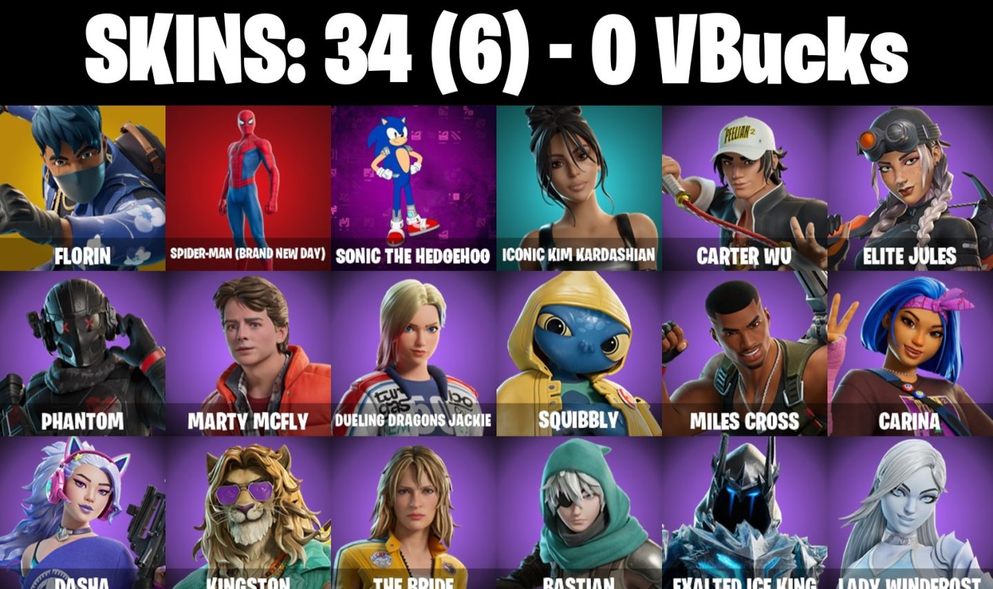 Conta Fortnite com Florin | Spider-Man (Brand New Day) | Sonic e 34 Skins