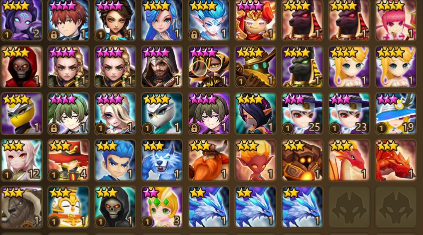 Conta Summoners War, Global, 2 LDs Belzebu e Hanwul (pintor de luz), +56 nat 5