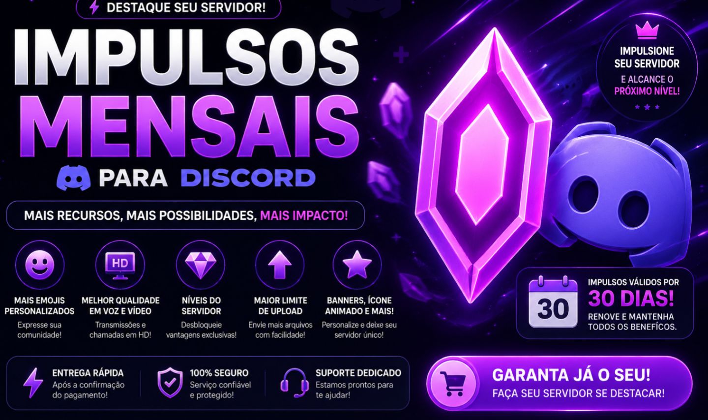 [ PROMOÇÃO! ] DISCORD IMPULSOS PARA SERVIDOR
