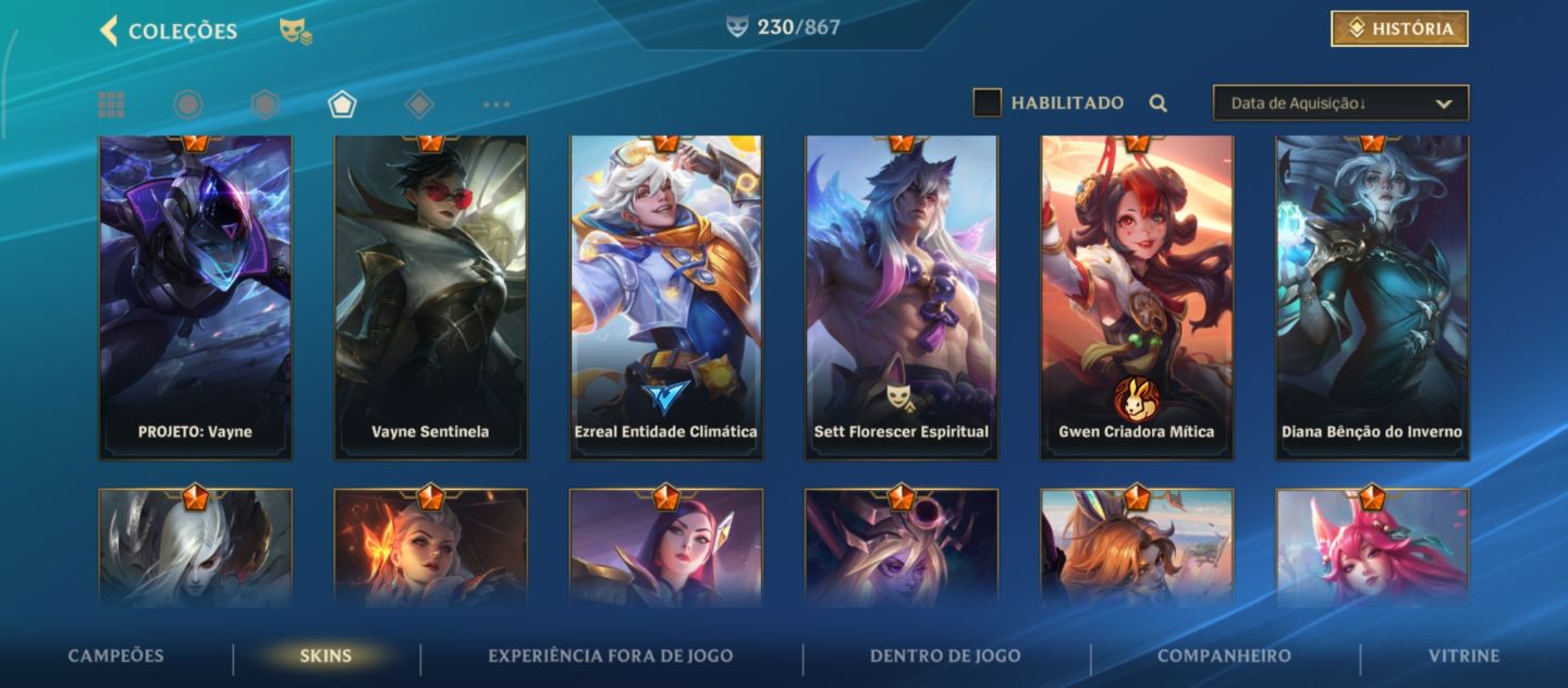Conta no Wild Rift com 230 skins