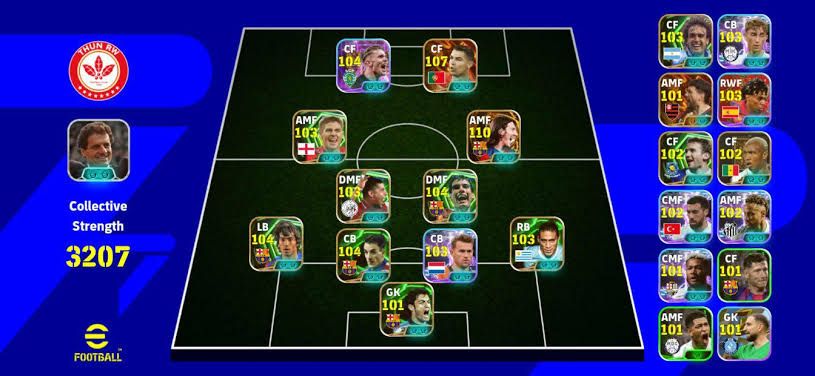 Conta de effotbal com 3207 de força. Com messi 110.