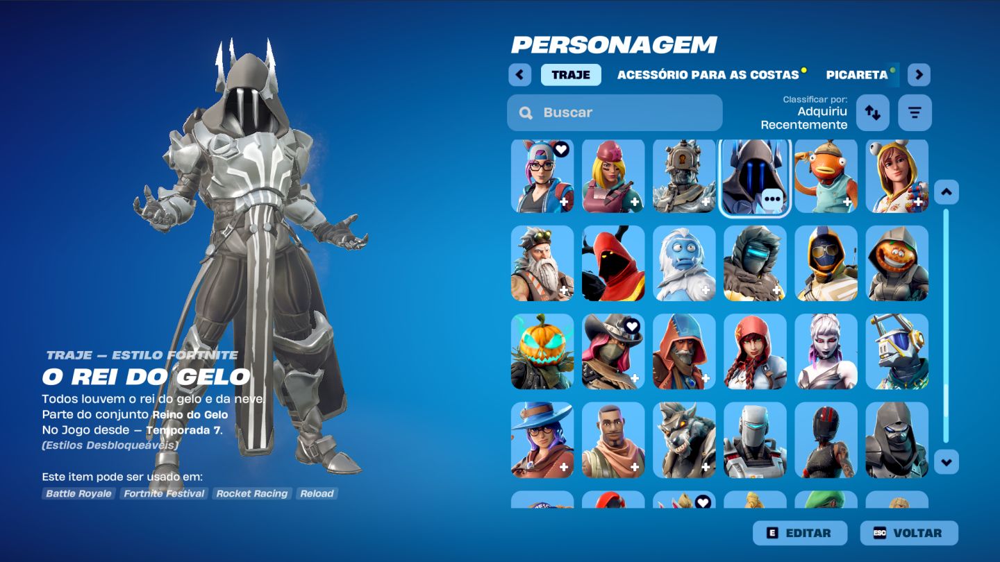 Conta Fortnite skins lendárias (Travis Scott, Kratos, Midas e outras)