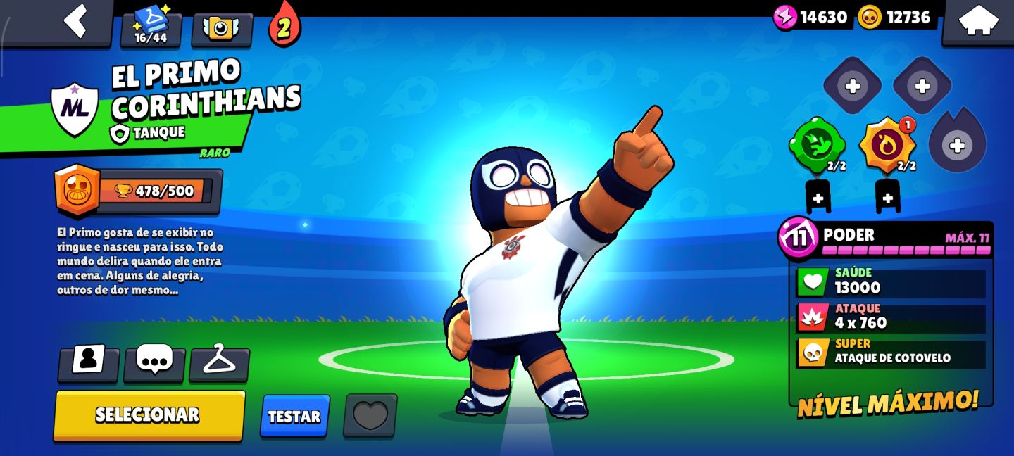 Conta de brawl Star com Colt desafiante entre outras skin raras