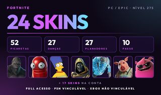 Conta Fortnite PC / Epic | 24 Skins com Kong, Marge Simpson e Blitz Knight |