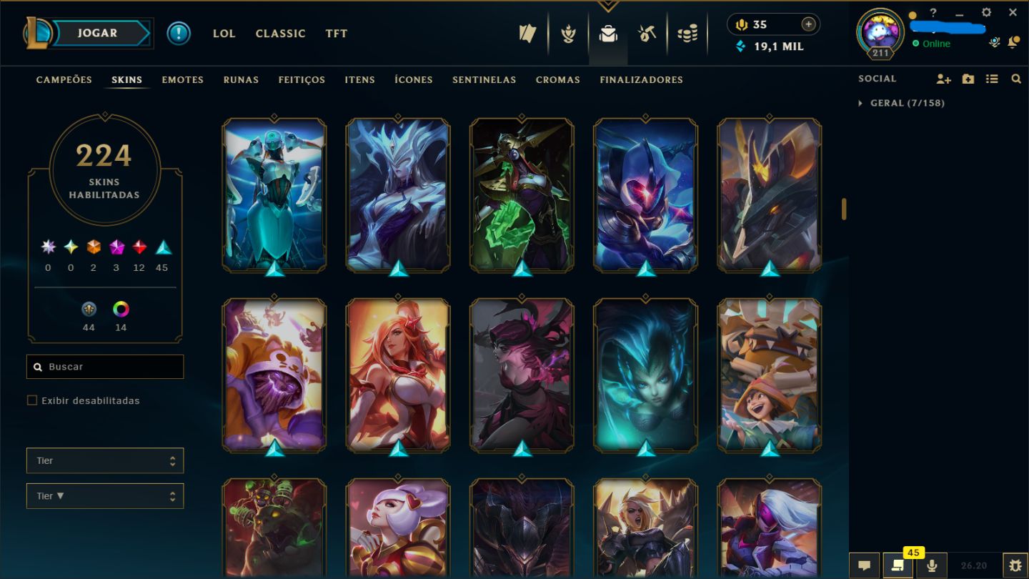 Conta com skins raras