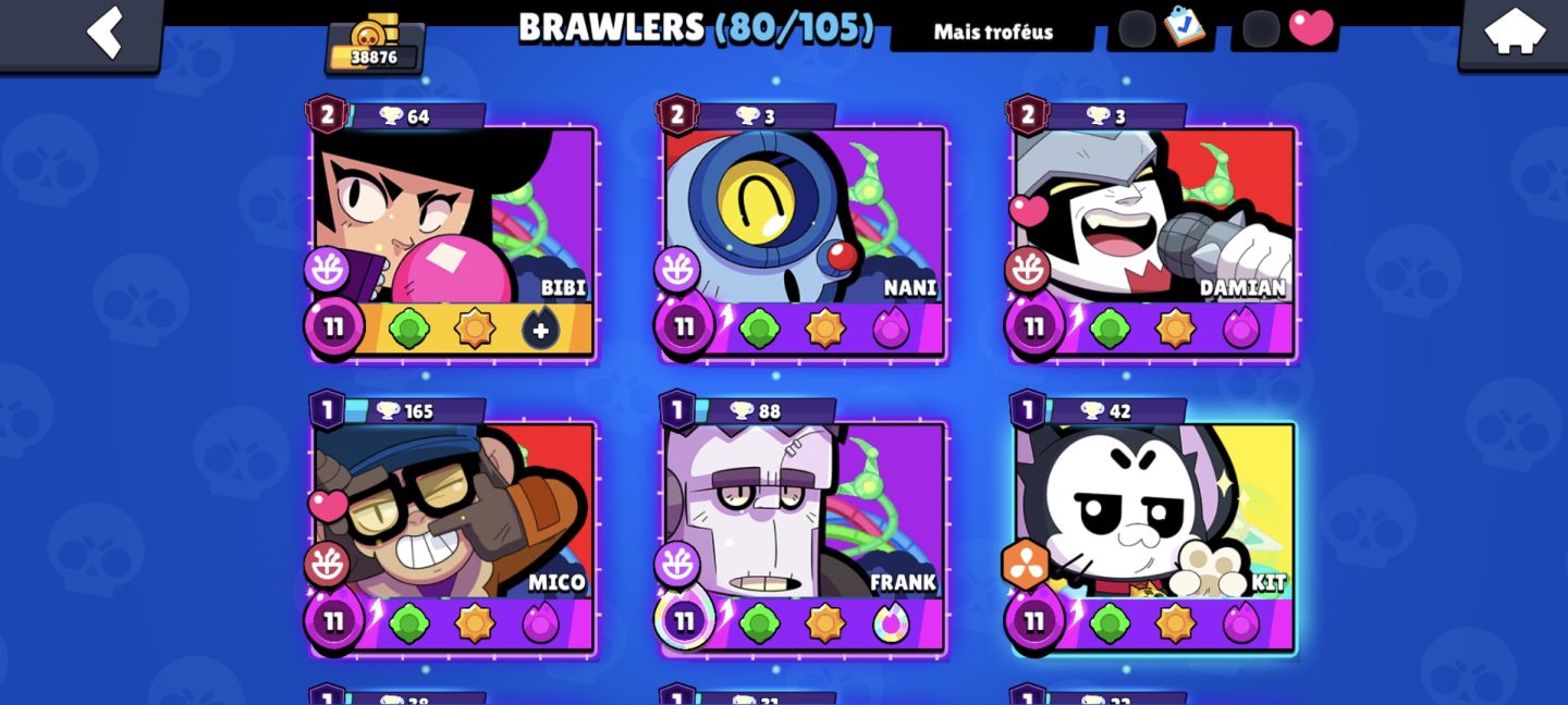 Conta brawlstars 39k troféus 169 skins