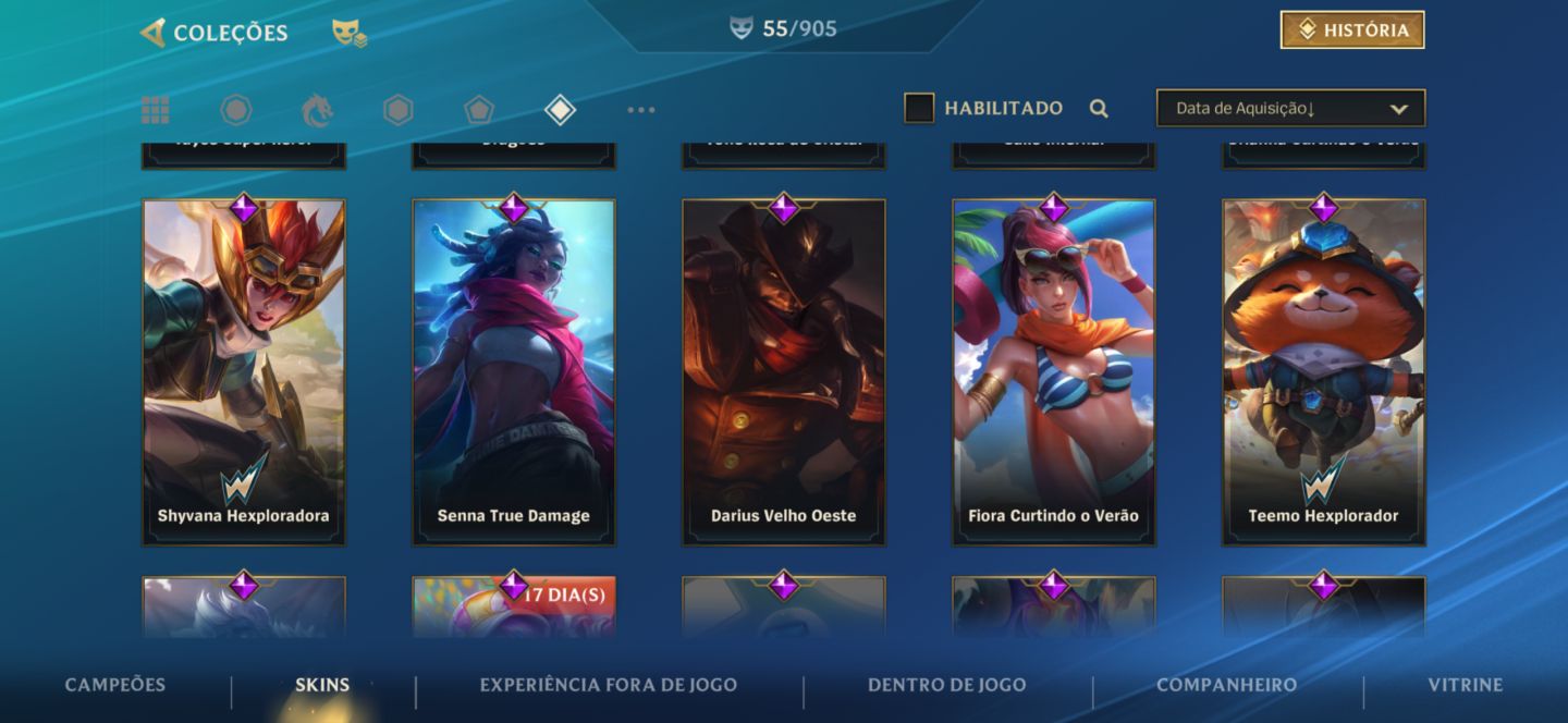CONTA WILD RIFT | 55 SKINS | 4 LENDÁRIAS | 26 ÉPICAS | LVL 75 | ORIGINAL DE 2
