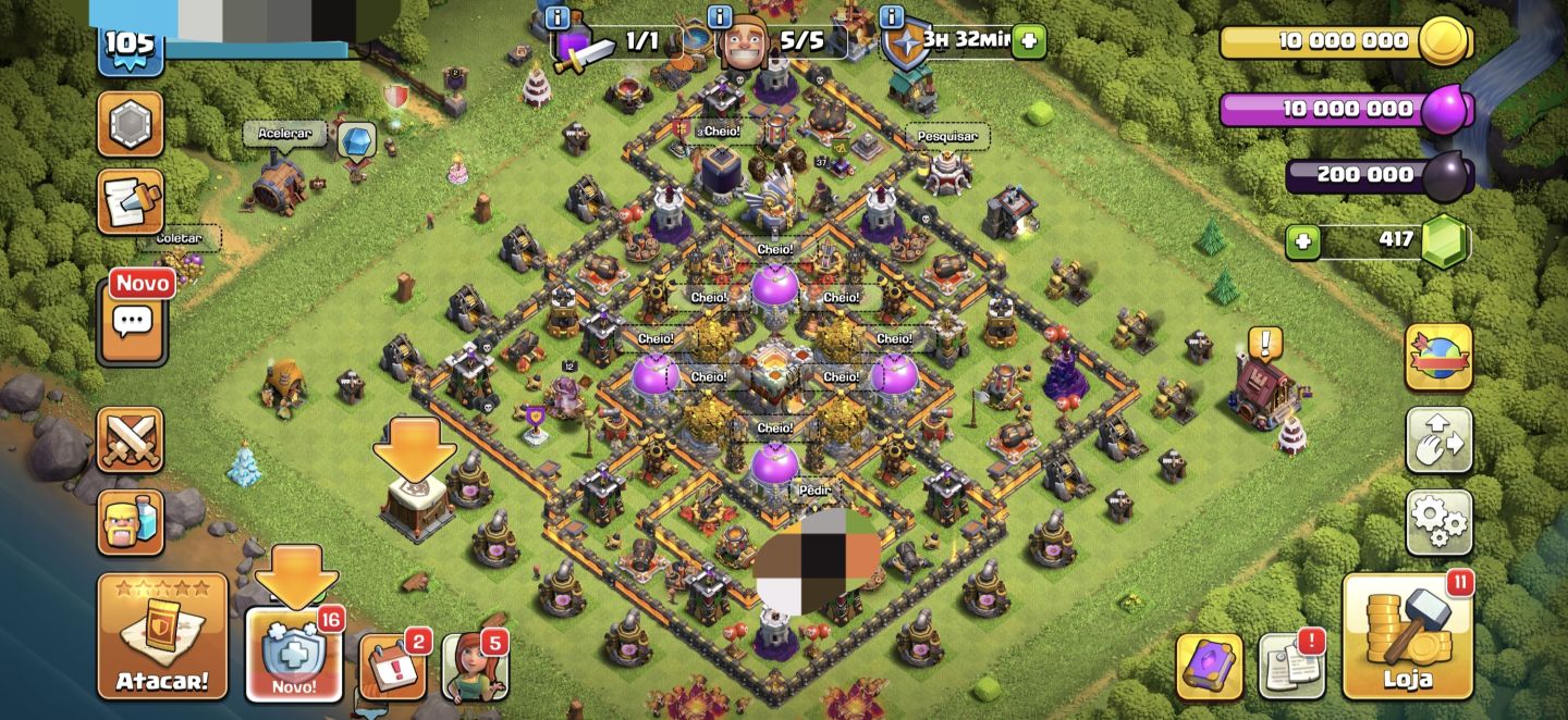 Conta Clash CV11 + Recursos + Gemas + Itens Mágicos