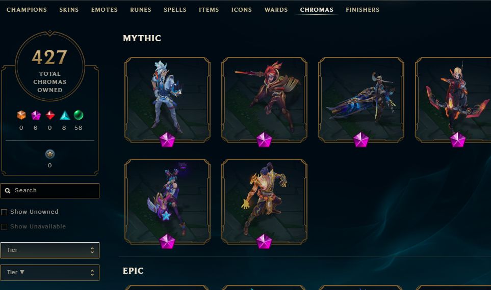 1011 SKINS, 427 CHROMAS - CONTA DE LEAGUE OF LEGENDS
