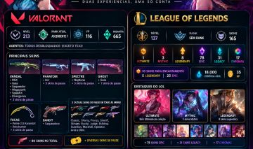 CONTA RIOT | VALORANT ASCENDENTE 1 + LOL 165 SKINS |
