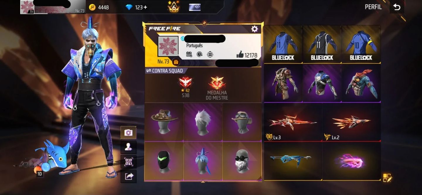 Conta Free Fire Rara Gemada com Steampunk, Angelical, Punho, Bandeirao, Barbinha