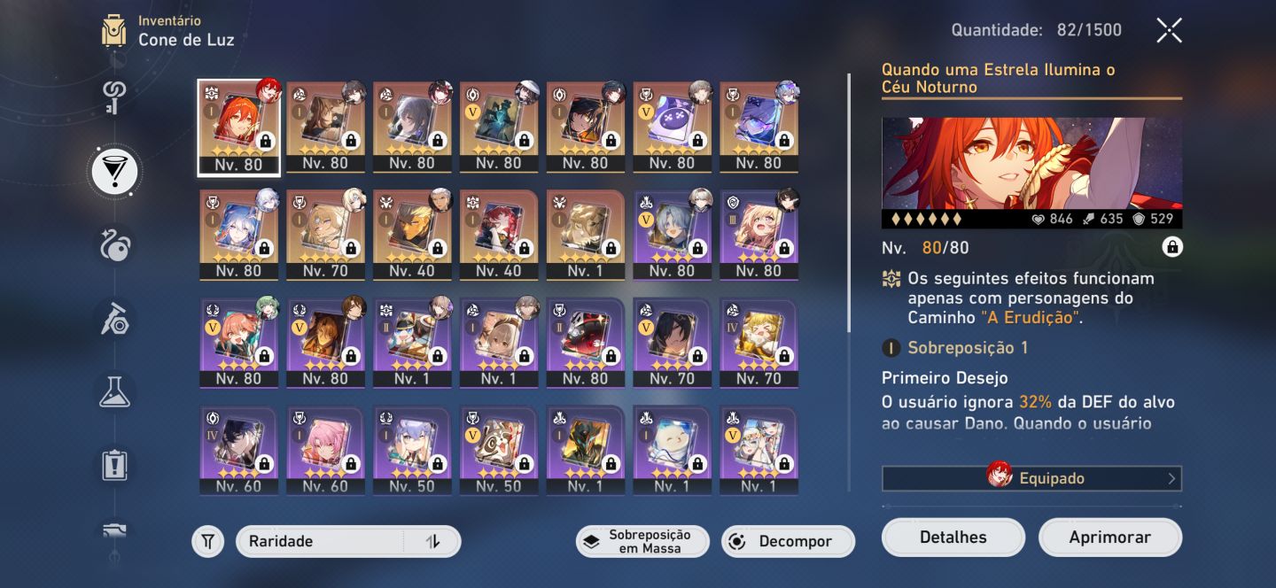 Conta no HSR, Silver Wolf 999+cone, Himeko+cone, Blade Mortenax+cone