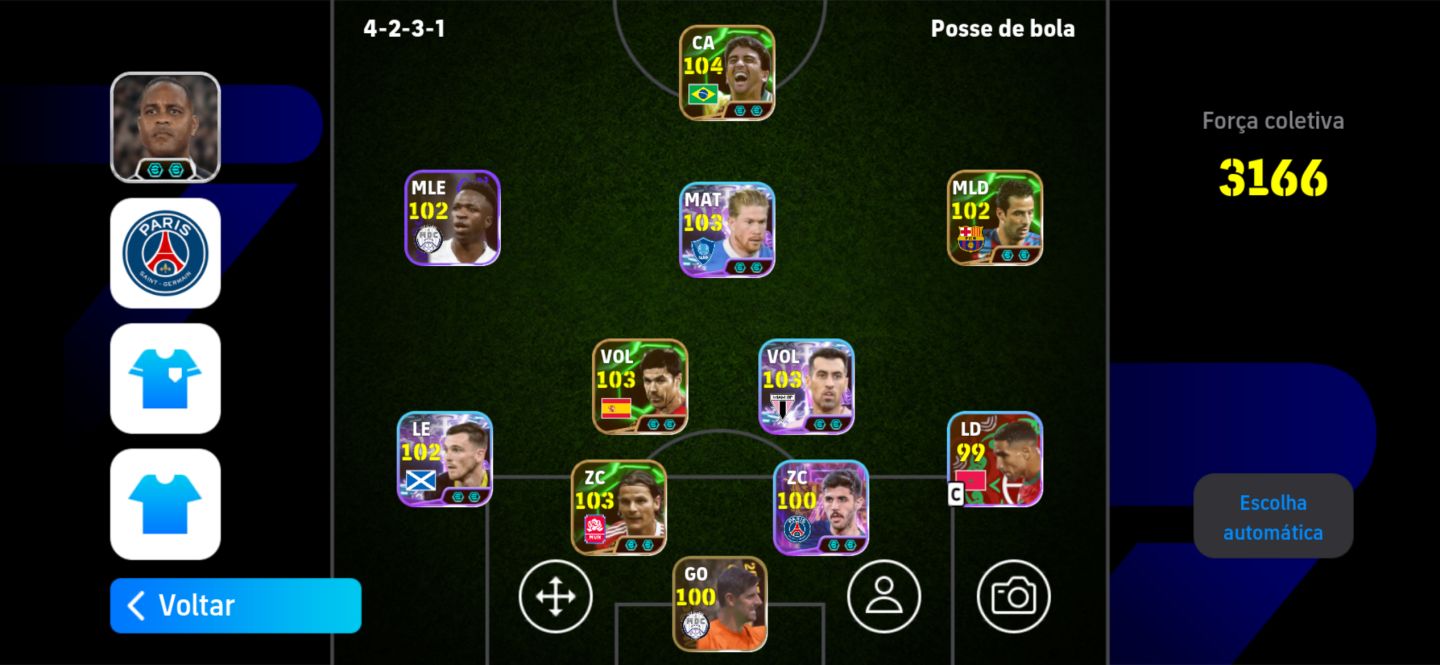 Conta eFootball 3166 Força Máxima | Xabi Alonso + Bebeto 104 + Beckham 101