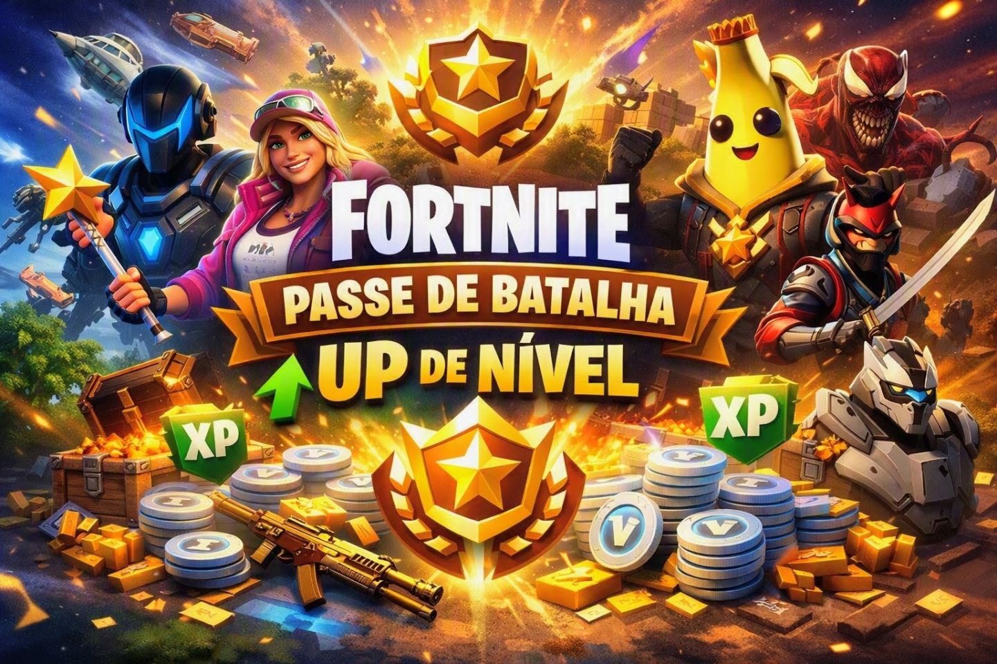 UPO SEU PASSE DE BATALHA NO FORTNITE-VALORES BAIXOS. (100% SEGURO)