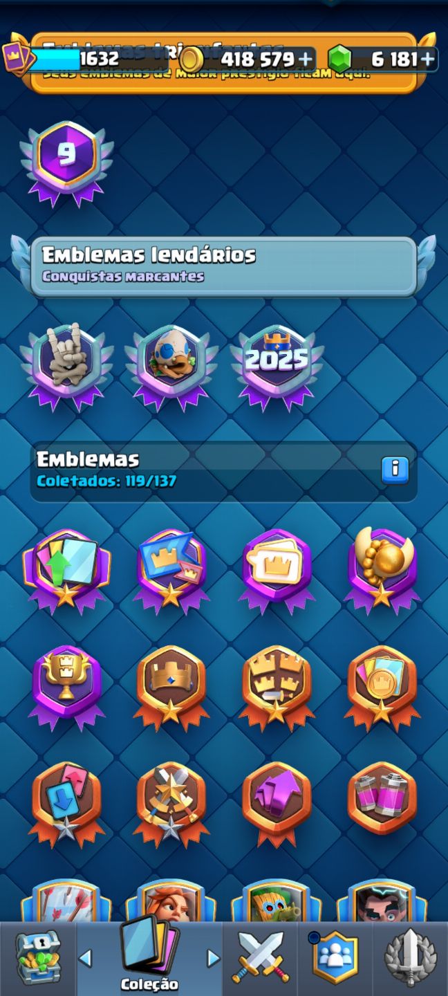 CONTA CR 9 ANOS 14K TR | 100% CARTAS | LEVEL 16 + 18 EVOS