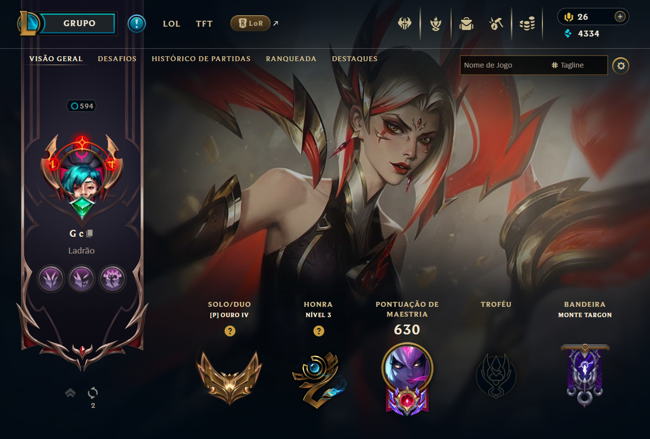 Conta LoL desde 2014 /Main Evelynn /Todos os Campeões/750 Skins/38 Míticas
