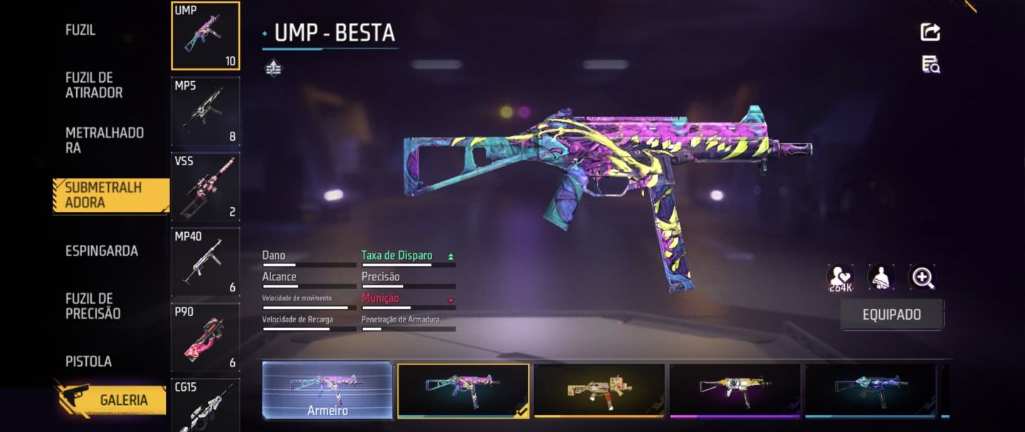 Conta de free fire focada em ap com ump roxa e prime 3